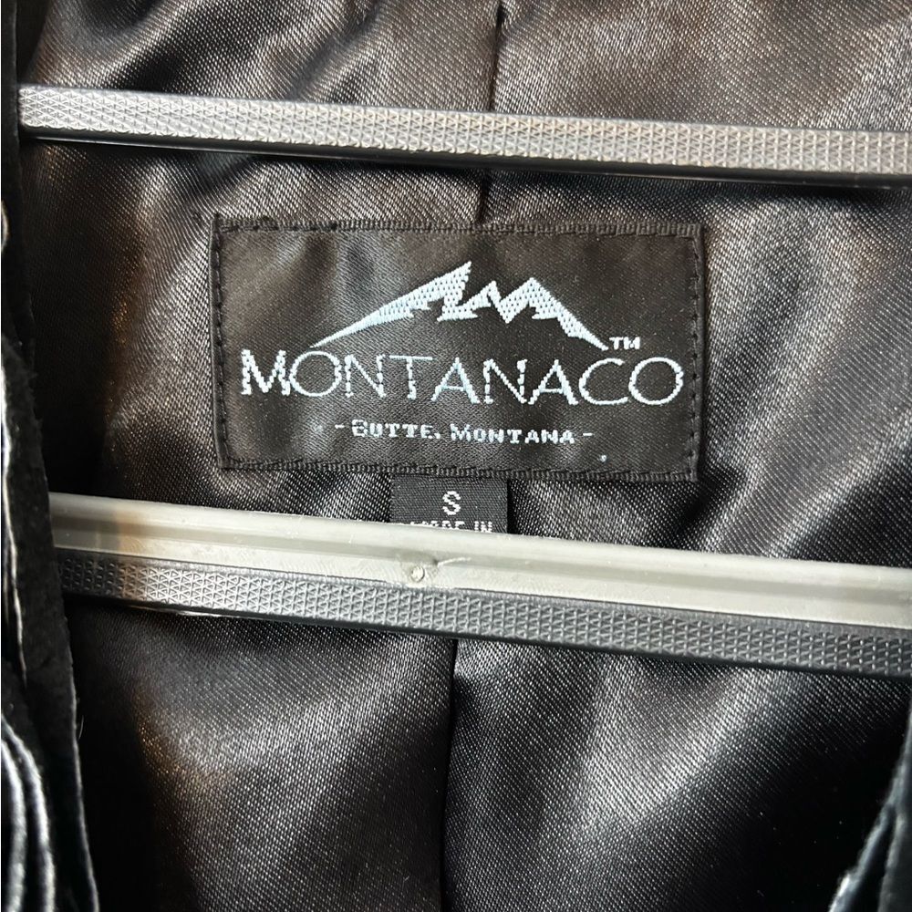 Black Montanaco Genuine Leather Suede Jacket with Studded Details - Picture 3 of 4